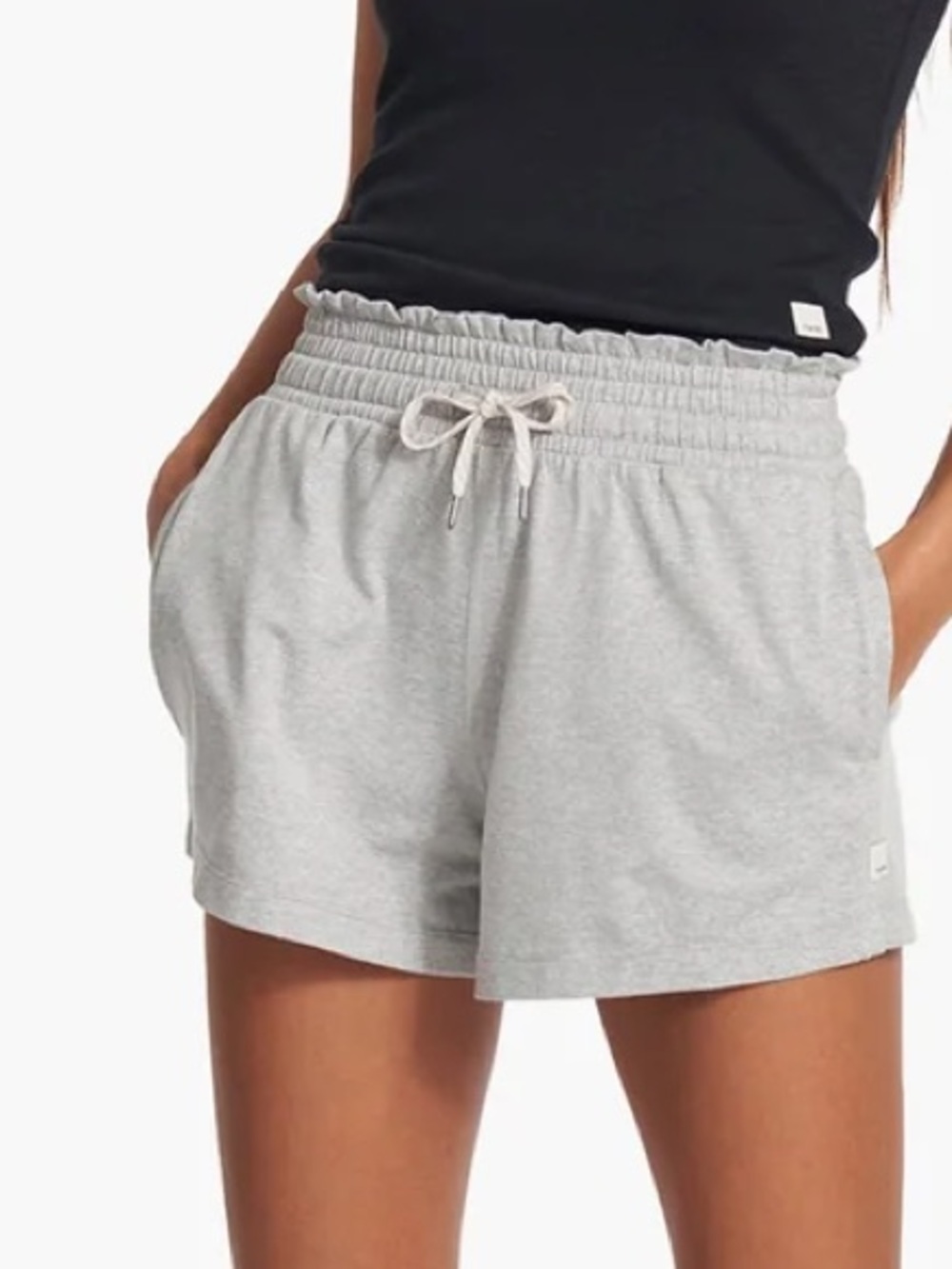 Vuori Halo Boxy Short Women's DreamKnit Shorts, Pale Grey Heather Medium